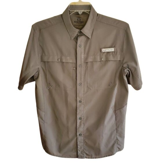 Realtree Fishing Shirt Men’s Small | Gray Vented Short Sleeve Button Up Outdoor - Picture 1 of 4